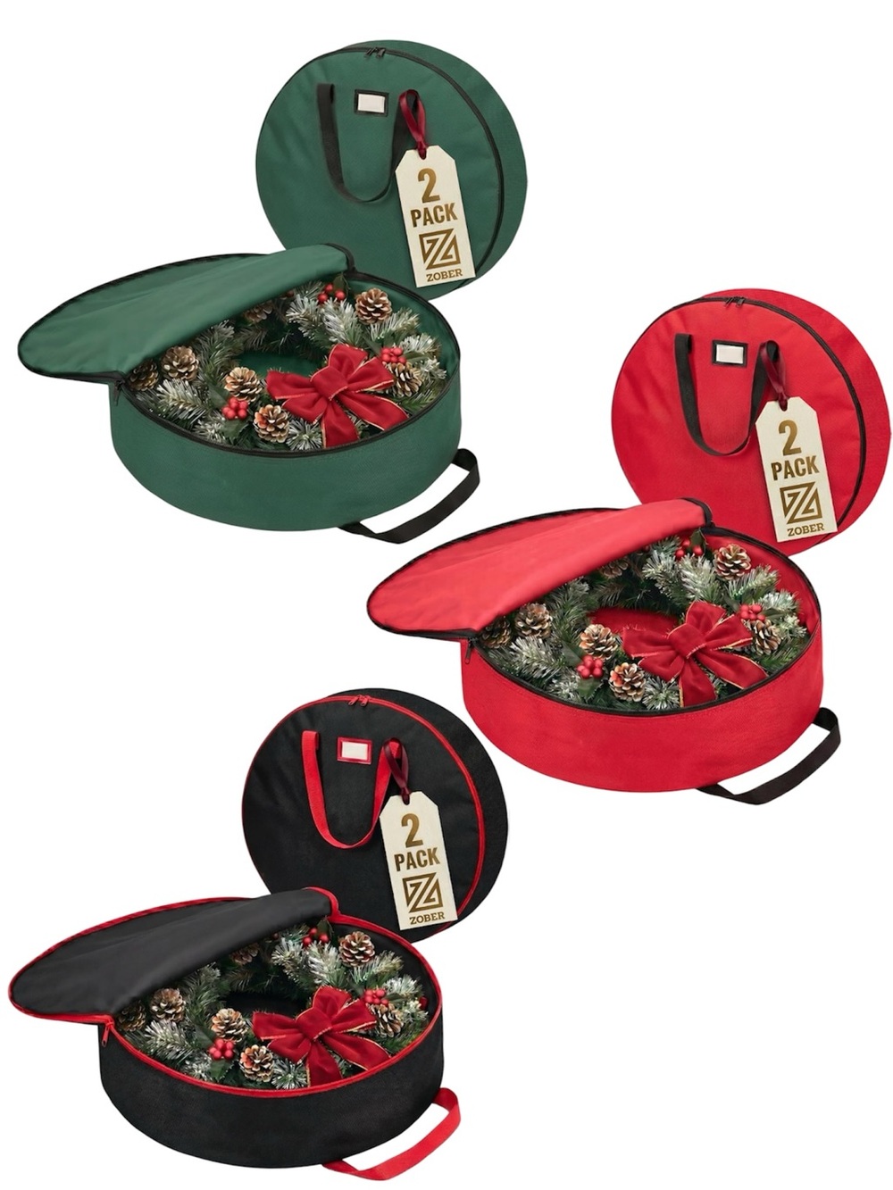 Zober 2-Pack Wreath Storage Bags 30” Choose One